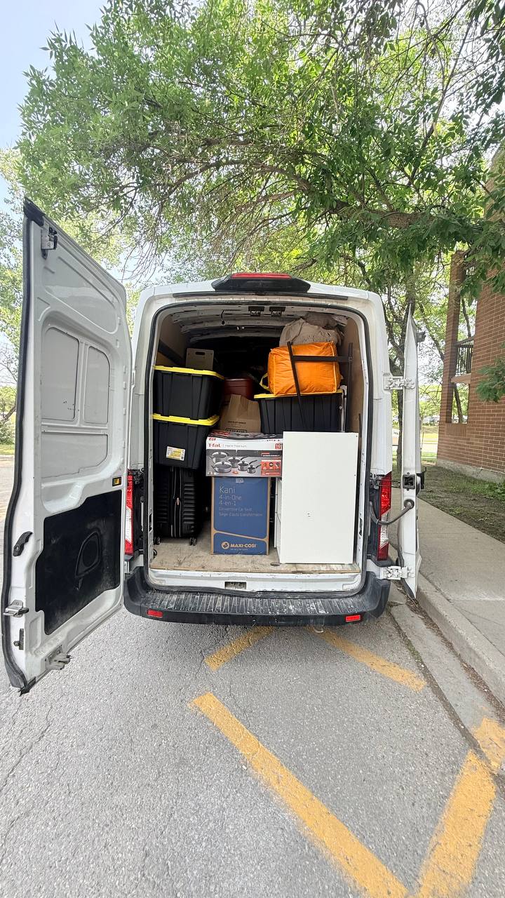 Van packed with a household move in Winnipeg